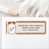 Rustic Mason Jar Burlap Wedding Address Labels (Insitu)