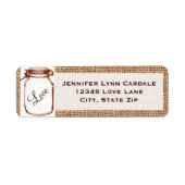 Rustic Mason Jar Burlap Wedding Address Labels (Vorne)