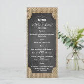 Rustic Mason Jar Burlap Wedding Menu Menükarte (Stehend Vorderseite)