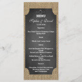 Rustic Mason Jar Burlap Wedding Menu Menükarte (Vorderseite)