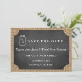 Rustic Mason Jar Burlap Wedding SPAREN DAS DATUM Save The Date (Stehend Vorderseite)