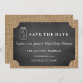 Rustic Mason Jar Burlap Wedding SPAREN DAS DATUM Save The Date (Vorne/Hinten)