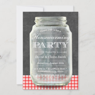 Rustic Mason Jar Chalkboard Housewarming Party Einladung