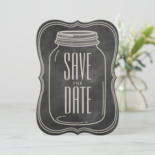 RUSTIC MASON JAR | CHALKBOARD SAVE THE DATE (Stehend Vorderseite)