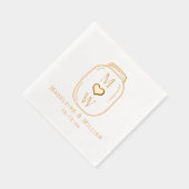 Rustic Mason Jar Couple 2 Anfangsname Datum Servietten Mit Folie (Rechts)