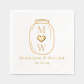 Rustic Mason Jar Couple 2 Anfangsname Datum Servietten Mit Folie (Vorderseite)