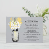 Rustic Mason Jar Daisies Babydusche Einladung (Stehend Vorderseite)