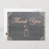 Rustic Mason Jar Danke Korallenpostkarten Postkarte (Vorne/Hinten)