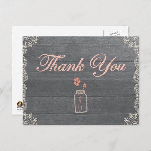 Rustic Mason Jar Danke Korallenpostkarten Postkarte (Vorne/Hinten)