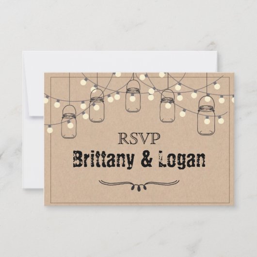 Rustic Mason Jar Eloption Postcard RSVP Karte (Vorderseite)