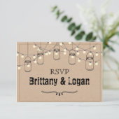 Rustic Mason Jar Eloption Postcard RSVP Karte (Stehend Vorderseite)
