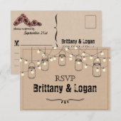 Rustic Mason Jar Eloption Postcard RSVP Karte (Vorne/Hinten)