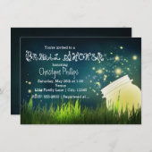Rustic Mason Jar & Fireflies BRAUTPARTY Einladung (Vorne/Hinten)