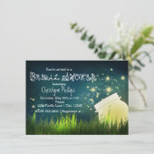 Rustic Mason Jar & Fireflies BRAUTPARTY Einladung (Stehend Vorderseite)
