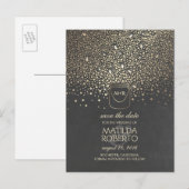 Rustic Mason Jar Fireflies Gold Save the Date Ankündigungspostkarte (Vorne/Hinten)