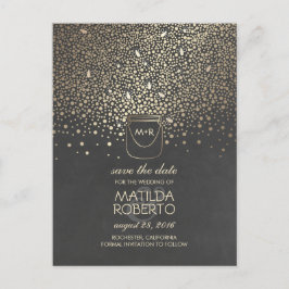 Rustic Mason Jar Fireflies Gold Save the Date Ankündigungspostkarte