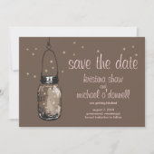 Rustic Mason Jar & Fireflies Save the Date (Vorderseite)