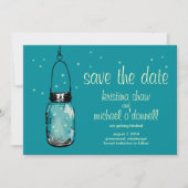 Rustic Mason Jar & Fireflies Save the Date (Vorderseite)