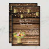Rustic Mason Jar Fireflies Sonnenblumen String Lig Einladung (Vorne/Hinten)