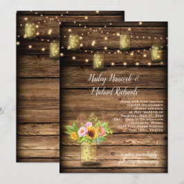 Rustic Mason Jar Fireflies Sonnenblumen String Lig Einladung