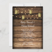 Rustic Mason Jar Fireflies String Lights Einladung (Vorderseite)