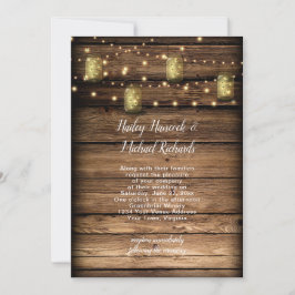 Rustic Mason Jar Fireflies String Lights Einladung