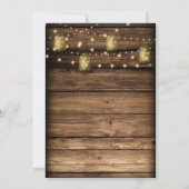 Rustic Mason Jar Fireflies String Lights Einladung (Rückseite)