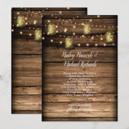 Rustic Mason Jar Fireflies String Lights Einladung