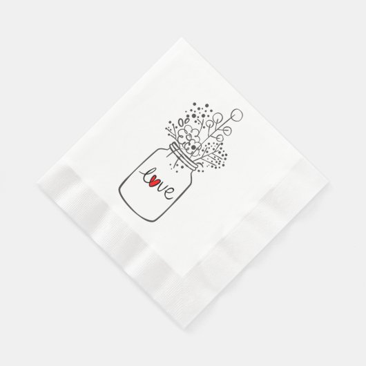 Rustic Mason Jar Floral Wedding Party Blume Liebe Serviette (Ecke)