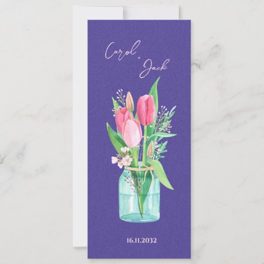 Rustic Mason Jar Floral Wedding Program Card Einladung (Vorderseite)