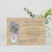 Rustic Mason Jar French Lavender Bouquet Wedding Einladung (Stehend Vorderseite)