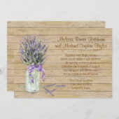 Rustic Mason Jar French Lavender Bouquet Wedding Einladung (Vorne/Hinten)