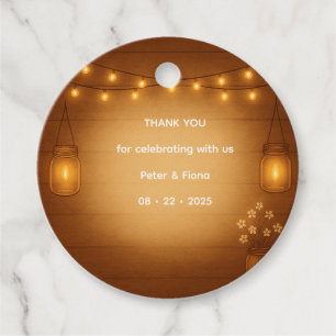 Rustic Mason Jar Gastgeschenk Hochzeit Tag Geschenkanhänger