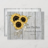 Rustic Mason Jar Gelbe Sonnenblumen Save the Date Ankündigungspostkarte (Vorne/Hinten)