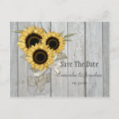 Rustic Mason Jar Gelbe Sonnenblumen Save the Date Ankündigungspostkarte (Vorderseite)