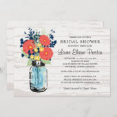 Rustic Mason Jar Gerber Daisies Brautparty Einladung (Vorne/Hinten)