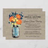 Rustic Mason Jar Gerber Daisies Brautparty Einladung (Vorne/Hinten)