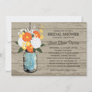 Rustic Mason Jar Gerber Daisies Brautparty Einladung