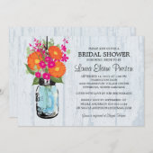 Rustic Mason Jar Gerber Daisies Brautparty Einladung (Vorne/Hinten)