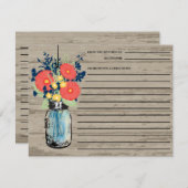 Rustic Mason Jar Gerber Daisies Recipe Card (Vorne/Hinten)