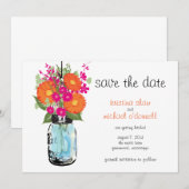 Rustic Mason Jar Gerber Daisies Save the Date (Vorne/Hinten)