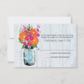 Rustic Mason Jar & Gerber Daisies UAWG RSVP Karte (Vorderseite)