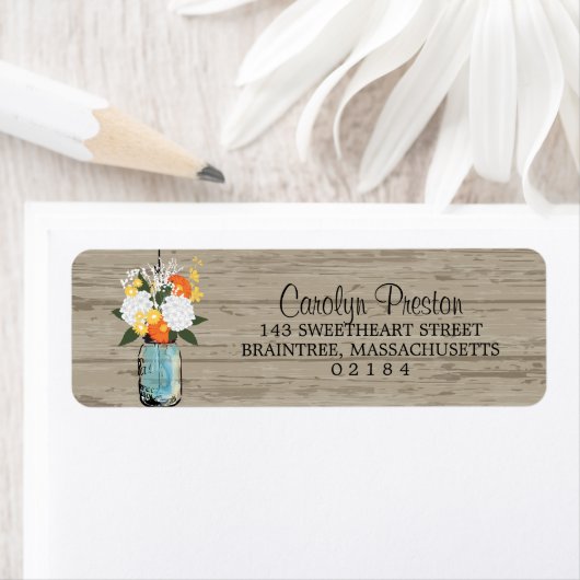 Rustic Mason Jar Gerbera Daisey Hydrangeas (Insitu)