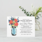 Rustic Mason Jar Gerbera Daisies Brautparty Einladung (Stehend Vorderseite)