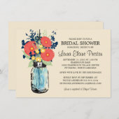 Rustic Mason Jar Gerbera Daisies Brautparty Einladung (Vorne/Hinten)