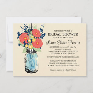 Rustic Mason Jar Gerbera Daisies Brautparty Einladung