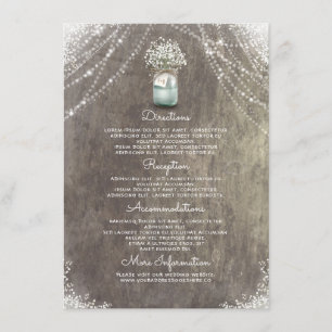 Rustic Mason Jar Gipskraut Hochzeiten Details Begleitkarte