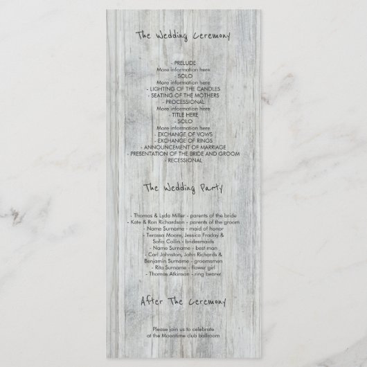 Rustic Mason Jar Gipskraut Hochzeitsprogramme Programm (Rückseite)