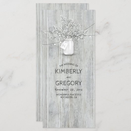 Rustic Mason Jar Gipskraut Hochzeitsprogramme Programm (Vorne/Hinten)