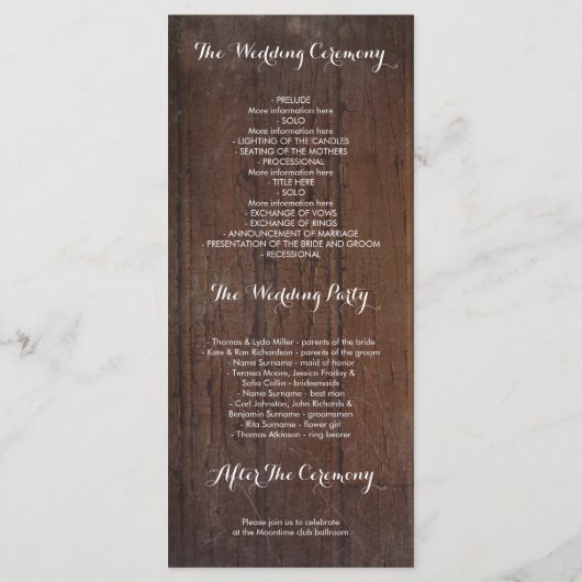 Rustic Mason Jar Gipskraut Hochzeitsprogramme Programm (Rückseite)